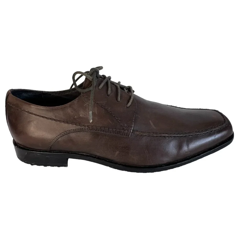 Mens Aston Grey Brown Leather Dress Shoes Oxford Size 11 Tie Lace Up Rubber Sole